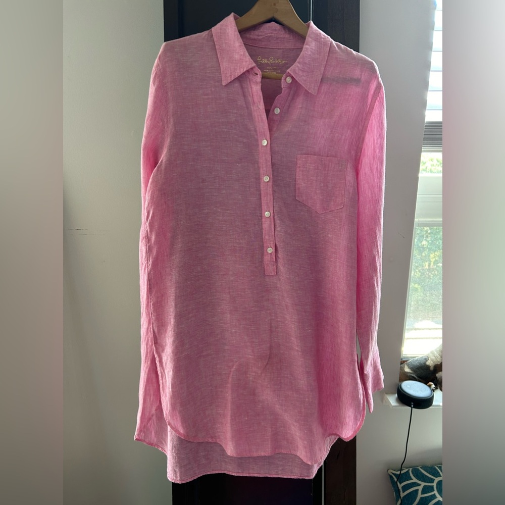 Lilly Pulitzer Sea View Linen Button Down Tunic